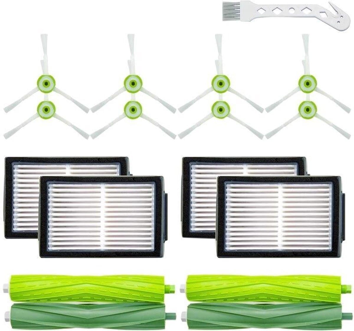Zijborstel - Filter - Borstel - Geschikt voor Irobot Roomba I7 I7 Plus E5 E6 En E7 - Vervangingsset - Onderhoudskit — afbeelding 1