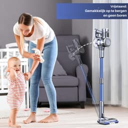 Draadloze Stofzuiger - 220W - 50 min Gebruik - Blauwe Afwerking - Voor Huisdieren & Tapijt - Krachtige Zuigkracht - Stil & Lichtgewicht - Duurzaam & Efficiënt - LED Display - Handzaam & Praktisch — thumbnail 4