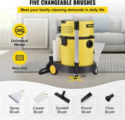 SimpleStore Nat en- Droog Stofzuiger - Geel - 4 in 1 - 20 L - 1200 W - Zuig en Blaas Functie - Bouwstofzuiger - Stofzuiger - Huishouden — thumbnail 3