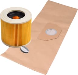 Geschikt voor KARCHER. VOORDEEL/BESPAREN 2 x 10 stuks. stofzuigerzakken en Luchtafvoerfilter voor WD3, MV3, 6.959-130.0, 6.414-552.0, Papier. COVAKO Merk — thumbnail 1