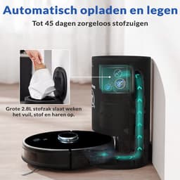 TONIHOMI® V8pro Robotstofzuiger Met Dweilfunctie - Robotstofzuiger met leegstation - Robotstofzuiger met laadstation - LDS Laser navigatie - Robotstofzuiger huisdieren - Dweilrobot - Zwart — thumbnail 5