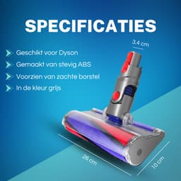 ZENC® Zuigmond Geschikt voor Dyson Steelstofzuiger V15, V11, V10, V8 & V7 - Vloerzuigmond - Stofzuigermondstuk - Opzetstuk - Mondstuk - Stofzuigeraccessoires - Grijs — thumbnail 4