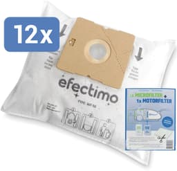 Tomado stofzuigerzakken van efectimo + filterset - 12 stuks - ook geschikt voor Tomado tvc3003b stofzuigerzakken, Tomado tvc2002b stofzuigerzakken en Princess stofzuigerzakken 335010 - drielaags topkwaliteit microvezel — thumbnail 1