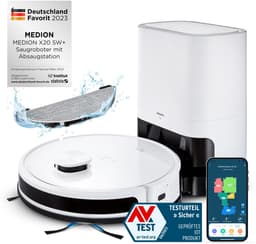 MEDION robotstofzuiger met zuigstation en dweilfunctie X20 SW+ (lasernavigatie, krachtige 3000Pa zuigkracht, 2in1 robotstofzuiger, nauwkeurig in kaart brengen, Go & No Go zones, meerdere vloeren) — thumbnail 2