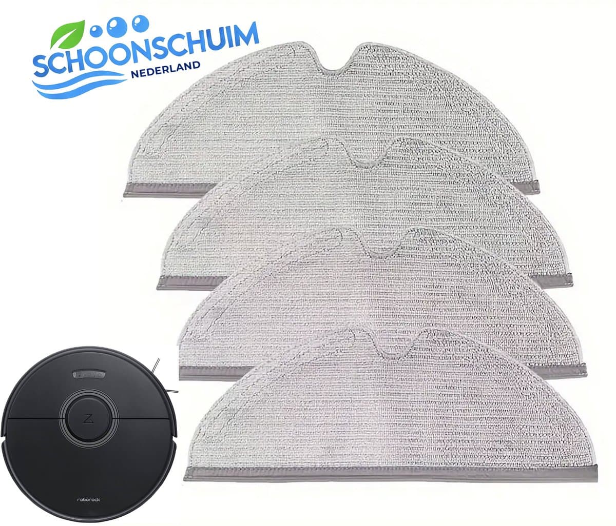 SCHOONSCHUIM® Roborock Robotstofzuiger Dweildoek – 4x Verbeterde Microvezel Dweildoeken voor Roborock Q8 Max/Q8/Q7 Max+/Q7 Max/Q7+/Q7/S6 Pure/S6 MaxV/S6/S5 Max/S5 – Herbruikbare Dweilpads van Hoge Kwaliteit — afbeelding 1