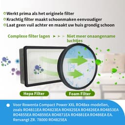 Replacements® filter set geschikt voor Rowenta Compact Power Cyclonic XXL stofzuiger (RO48XX modellen) - 4-delig — thumbnail 5