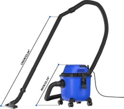 Stofzuiger - Nat en droog - Industriële stofzuiger - extra lange slang 1.5M - Zwenkwieltjes - Blauw - 15 Liter — thumbnail 4