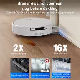 ECOVACS DEEBOT T90 OMNI – Robotstofzuiger met dweilfunctie– 30.000 Pa – OZMO roller dweil –TruEdge 3.0 randreiniging –ZeroTangle 4.0 Anti-tangle –OMNI 2.0 station Zelfreinigend–AIVI 3D obstakelvermijding– Voor harde vloeren & tapijt–Wit–T80 Upgrade — thumbnail 5