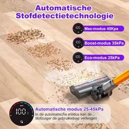 Steelstofzuiger Stofzuiger Draadloos 580W/45Kpa/75Min, LED-display, 1.3 L Vacuum Cleaner Anti-klit, Steelstofzuiger Draadloos voor Dierenhaar, Tapijt en Harde Vloeren — thumbnail 3
