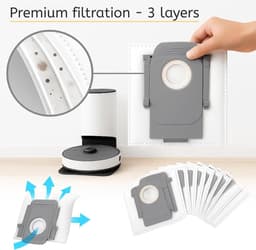 12 stuks Stofzuigerzakken geschikt voor Roborock Q5+, Q7+, Q7 Max+, S7, S8, S8+, S8 Pro Ultra, G10 Pro, G10s, G10s Pure, G20 - Stofzuigerzakken - 155mm*130mm — thumbnail 3