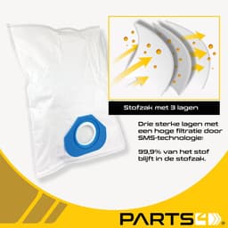 5 Stofzuigerzakken PARTS4® geschikt voor Nilfisk GS / GM series | Made in Europe | Passend in Nilfisk GS series, GM series, GM80, GM90, GS70, GS80 | Alternatief voor origineel 107418500, 816200000, 82095000 — thumbnail 5