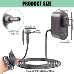 Oplader - 30,45 V 1,1 A - geschikt voor Dyson V10 V11 V12 V15 SV12 SV14 SV15 SV16 SV20 SV22 - Kabel 1,8 m - netadapter geschikt voor Cyclone Motorhead, vervanging van de accu — thumbnail 2
