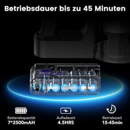 Accu Stofzuiger - Draadloze Reiniger - Snel Huis Schoon - 45 kPa Zuigkracht - 45 Minuten Looptijd - Paars Geel — thumbnail 4