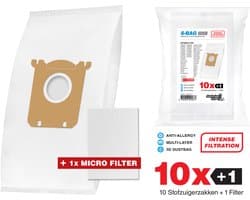 10x S-Bag Stofzuigerzakken geschikt voor Philips, AEG en Electrolux - Microvezel 3D Stofzuigerzakken - 10 stofzakken + 1 Filter - A-Kwaliteit Alternatief