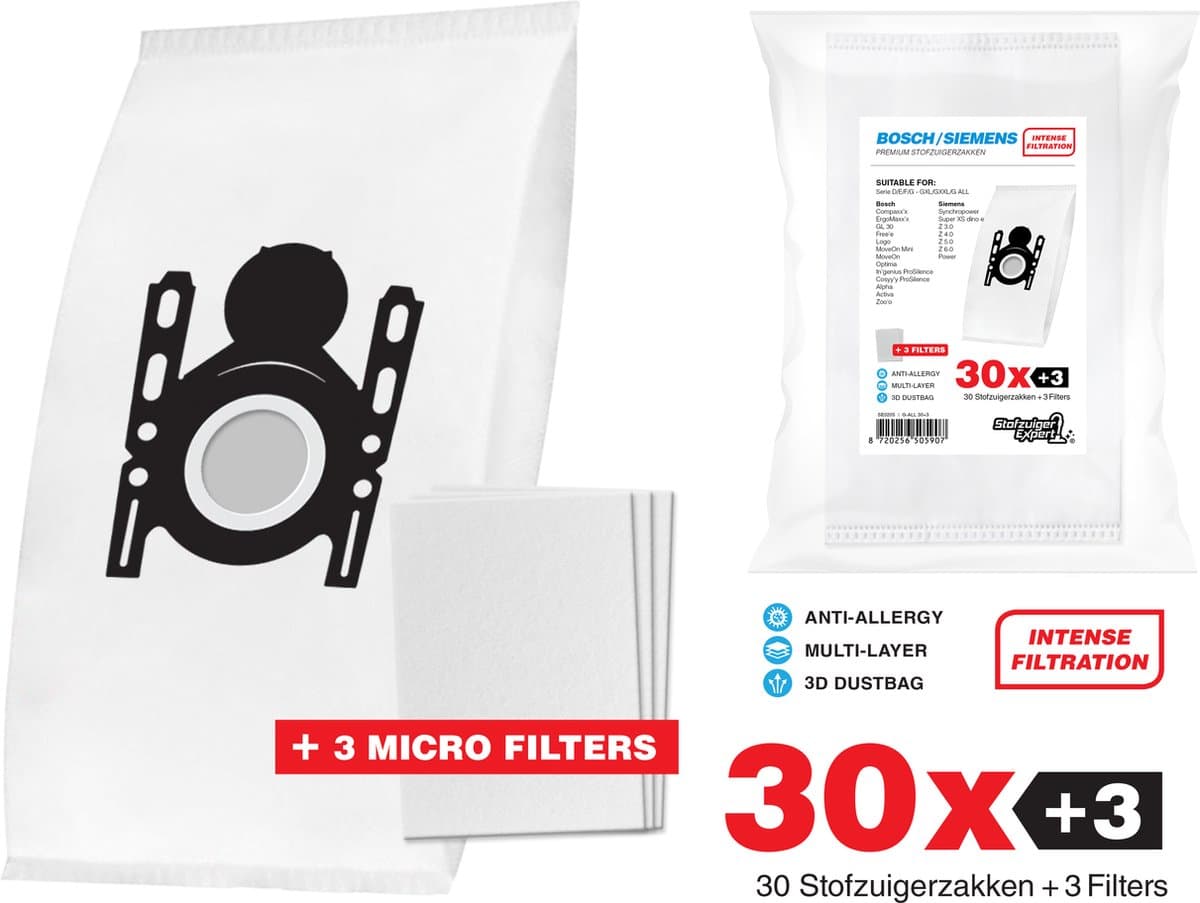 30x Bosch / Siemens stofzuigerzakken — afbeelding 1