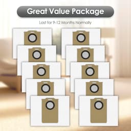 10 pcs Stofafzuigzak Geschikt voor Monsga MS1 MAX, Ultenic T10 Lite Liectroux M70 Pro BPMIO B15 Plus Lubluelu L15 Plus Vacuum Robot Proscenic Q8/Ultenic Vervangende stofzakken — thumbnail 3