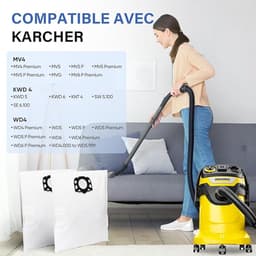 12-pack KFI 487 filterzakken, stofzuigerzakaccessoires, geschikt voor Karcher MV4/WD4/KWD4/KNT4/WD5/MV5/KWD5/WD6/MV6/WD 4.200/WD 5.800/SE 5.100/SE 6.100, 2.863-006.0 — thumbnail 3