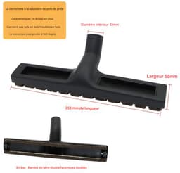 Universele 32mm Zuiger voor Harde Vloeren, Stofzuigerzuiger Geschikt voor Siemens, Bosch, AEG, Miele, Philips, Samsung, Dirt Devil, Panasonic, 2 Wielen, Nylonborstelharen, Omtrent 36 cm Breedte — thumbnail 2