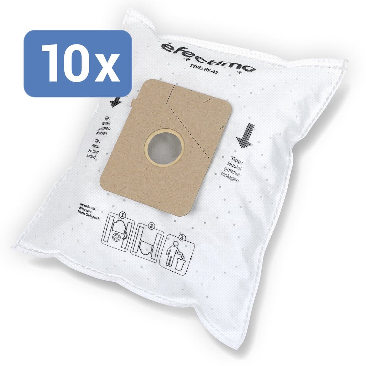 Stofzuigerzakken Siemens Big Bag 3l van efectimo - 10 stuks - drielaags topkwaliteit microvezel - geschikt voor Siemens Big Bag 3l stofzuigerzakken — afbeelding 1