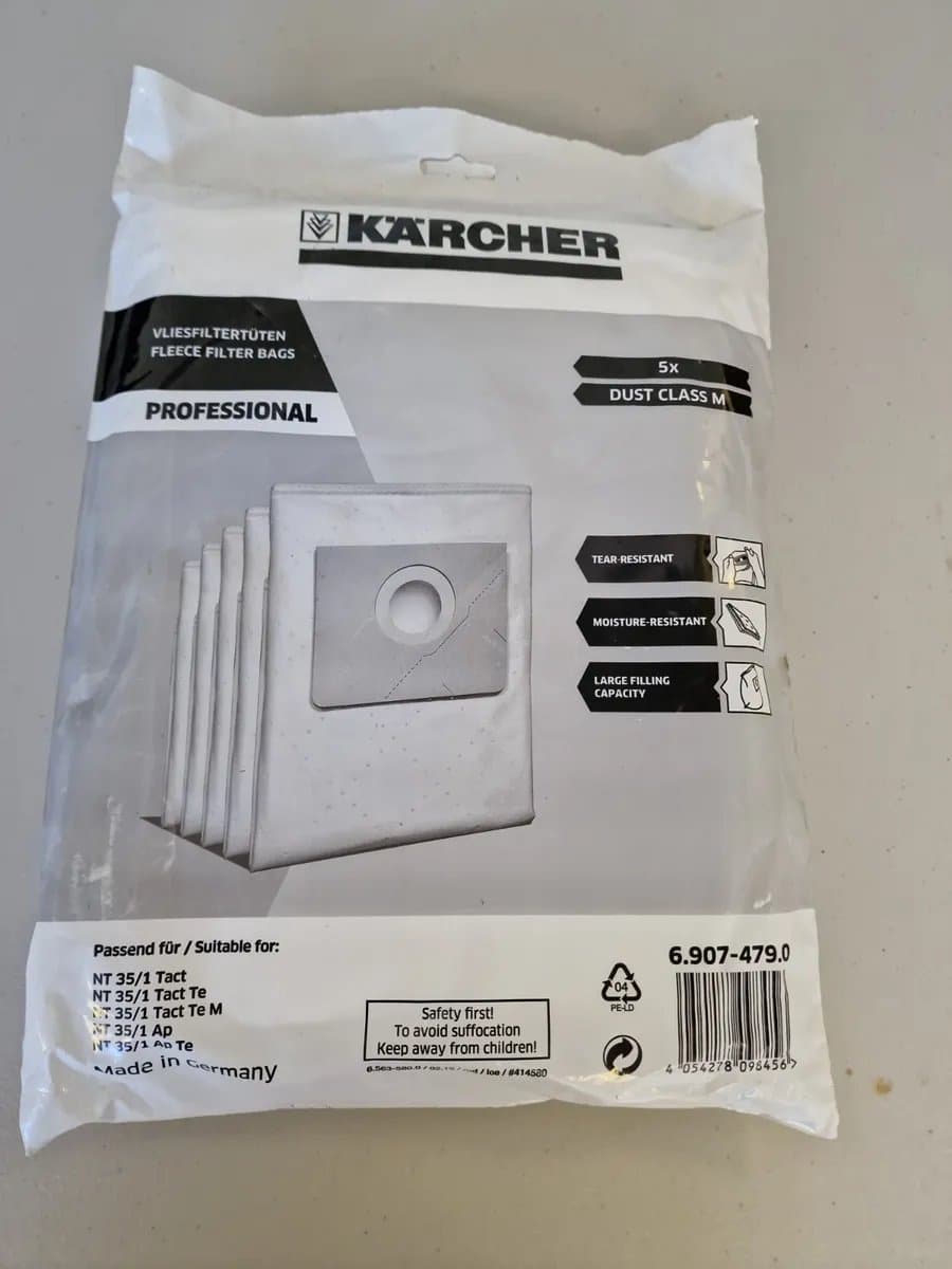 Zak stofzuigerzakken (x5) voor KARCHER stofzuiger 69074790 — afbeelding 1