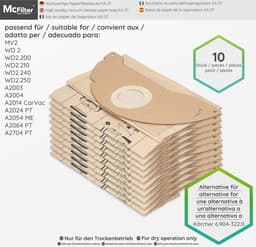 10 stofzuigerzakken + 1 filter geschikt voor Kärcher WD2 en MV2 stofzuiger, alternatief voor 6.904-322.0 (zak) en 6.414-552.0 KFI 3310 (patroonfilter), KA 37 — thumbnail 4