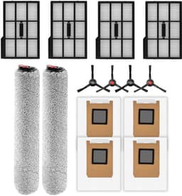 14 stuks - reserveonderdelen - geschikt voor Eufy Omni E25 - Eufy Omni E28 robotstofzuigers - met 2 rolmops - 4 zijborstels - 4 HEPA filter - 4 stofzakken - accessoireset — thumbnail 1