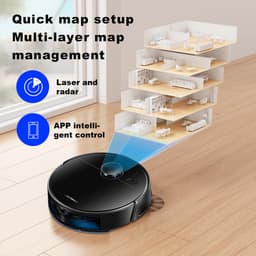 Liectroux M70 Pro 3-in-1 Robotstofzuiger met automatische leegstation, LiDAR-navigatie en 6500 Pa zuigkracht – Zwart — thumbnail 3
