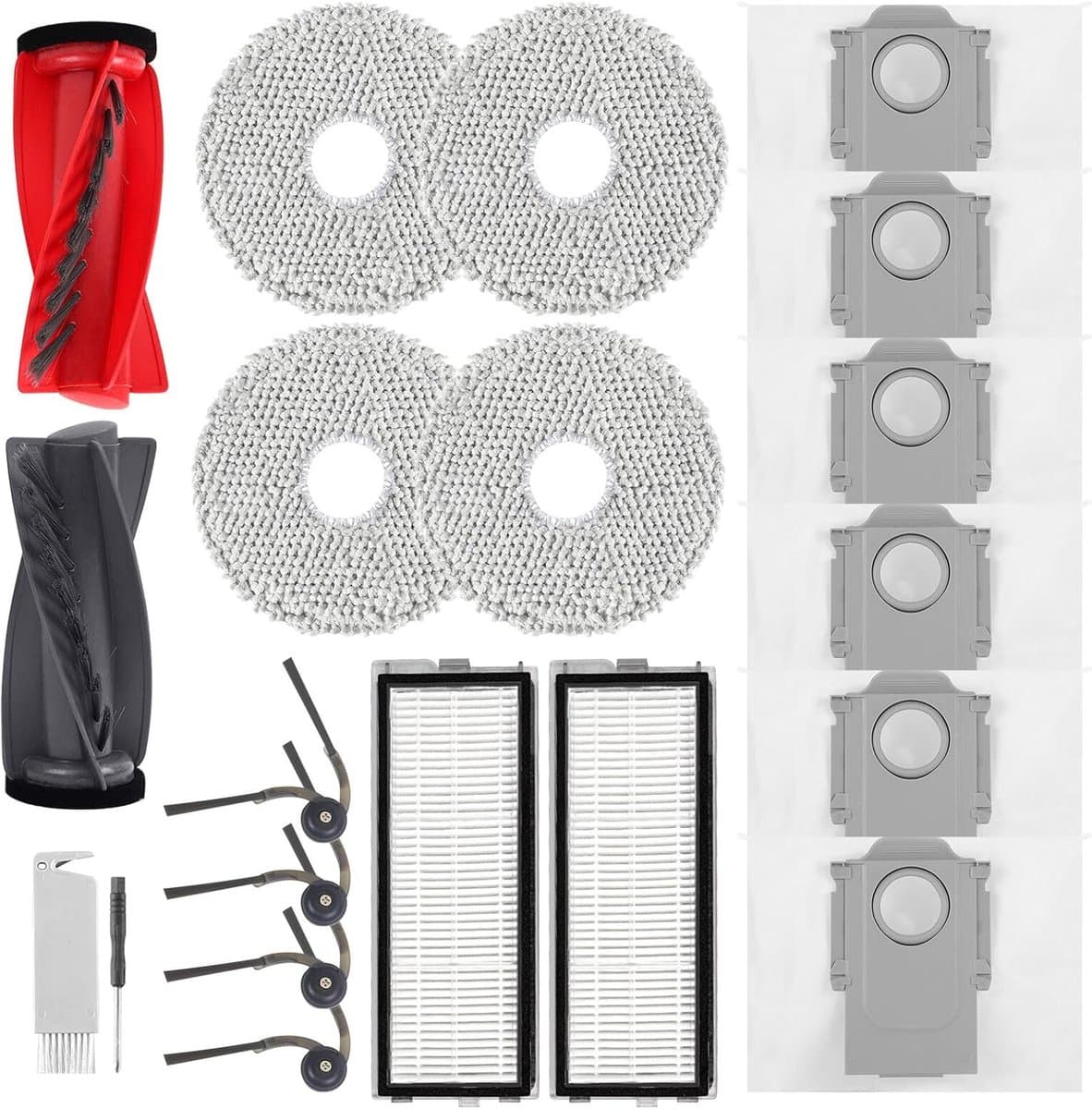 vo Edge S5A,Qrevo S5V stofzuiger,2 hoofdborstels,2 HEPA-filters,6 stofzakken,4 reinigingsdoeken,4 zijborstels,1 borstel — afbeelding 1