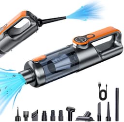 Autostofzuiger, snoerloze handheld, 17000PA, 2-in-1 stofzuiger en luchtpomp, Type-C-oplader, geschikt voor het reinigen van de auto en het verwijderen van dierenharen (oranje). — thumbnail 1