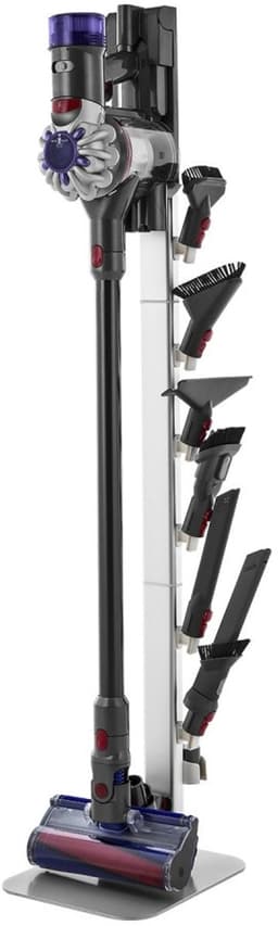 Steelstofzuiger Standaard - Vloerstandaard - 126 cm Hoog - 6 Haken - Antislip Voetjes - Compatibel met G5/V15/V12/V11/V10/V8/V7/V6 - Zilver — thumbnail 1