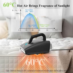 Mijtzuiger voor matrassen met UV-licht, 15 kPa, 60 °C hete lucht, 450 W, dubbel borstelsysteem voor stof en dierenharen — thumbnail 2