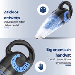 Moosoo Kruimelzuiger Snoerloos - Handstofzuiger - Nat&Droog - Sterke zuigkracht 8500PA met opzetstukken oplaadbaar - kruimeldieven- kruimeldief snoerloos- Kruimelzuiger draadloos -M4 3X- Zwart — thumbnail 2