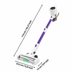 Steelstofzuiger Draadloos 500W - 18.000 Pa - 2-in-1 Kruimeldief - Groene LED - HEPA-filter - Zonder Zak - Wit/Paars — thumbnail 2