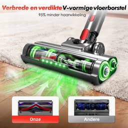 Adormii Steelstofzuiger Draadloos – 50 kPa Sterke Zuigkracht – Tot 60 Min Accuduur – Anti-haarwikkel Vloerborstel – 4 HEPA-filters – 1,6 L Stofreservoir – Groene LED Stofdetectieverlichting – Zilver — thumbnail 5