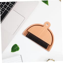 Kleine Stoffer Bezem - Mini Reinigingsset - Bureau Schoonmaken - Houten Handvat - 14.5 cm Lengte - Zwart — thumbnail 4