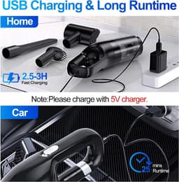 SnelShoppen - Draadloze Handstofzuiger, Oplaadbare 10.000 PA, Krachtige Handheld Stofzuiger voor Auto, Huis, Dieren, Nat en Droog, Compact en Lichtgew — thumbnail 3