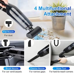 SnelShoppen - Draadloze Handstofzuiger, Oplaadbare 10.000 PA, Krachtige Handheld Stofzuiger voor Auto, Huis, Dieren, Nat en Droog, Compact en Lichtgew — thumbnail 2