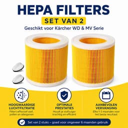 BukkitBow - Set van 2 HEPA Filters Geschikt voor Kärcher WD & MV Serie - Compatibel met WD1, WD2, WD3, MV2, MV3 en meer - Hoogwaardige Luchtfiltratie - 2 Stuks — thumbnail 5