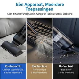 zurabini - Draadloze Handstofzuiger - Auto Stofzuiger Draadloos -Handstofzuiger Auto 19000Pa - 4-in-1 Mini Auto Stofzuiger - HEPA Filter - USB-C Oplaadbaar - Met Meerdere Opzetstukken - Voor Auto, Bureau en Thuis — thumbnail 4