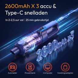 Bollit 2-in-1 Handstofzuiger - Kruimeldief & Air Duster - 10 Opzetstukken - 19Kpa Zuigkracht - 150W - Zuigen en Blazen - USB-C Snelladen - Autostofzuiger - LED - HEPA-filter — thumbnail 5