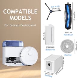 Dailygoods- Reserveonderdelen voor Ecovacs Deebot Mini - 1 Hoofdborstel - 4 HEPA-filters - 4 Zijborstels - 4 Stofzakken - 4 Reinigingsdoeken - Hoogwaardige kwaliteit - Robotstofzuiger — thumbnail 5