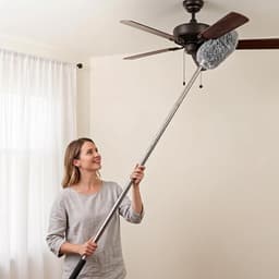 Plafondventilatorreiniger - Ventilatorstofdoek - Huis Reinigen - Uitschuifbare steel - Tot 140 cm - Grijs — thumbnail 3