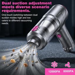 Elektrische draadloze handstofzuiger met ventilator: 12000 Pa autostofzuiger, ledlicht, borstelloze motor, 4-in-1 - ShopVlot — thumbnail 2