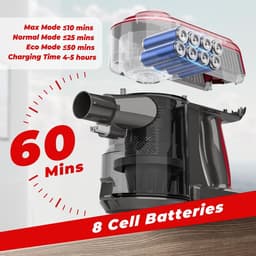 Draadloze Stofzuiger 45 kPa Zuigkracht – Steelstofzuiger & Handstofzuiger – 60 Min Accu – Lichtgewicht – Anti-Klit Borstel – Voor Dierenharen & Harde Vloeren — thumbnail 4