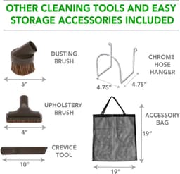 Centrale Stofzuiger Set - Stofzuiger Accessoires - Grondig Reinigen Huis - Luchtaangedreven Tapijtklopper - 35ft Slang - Zwart en Grijs — thumbnail 4