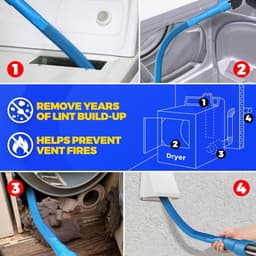 Daity 2 -Pack delige reinigingsset voor wasdroger-afvoer: stofzuigeropzetstuk en flexibele pluizenborstel – blauw — thumbnail 5