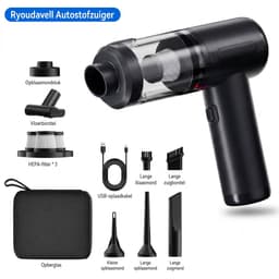 Ryoudavell - Autostofzuiger - 20000Pa - Borstelloze Motor - Draadloos - Zuigen en Blazen - USB Oplaadbaar - Handstofzuiger - Kruimelzuiger — thumbnail 1