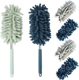 Stofmagnet Set - Plumeau Stoffer - Huis Reinigen - Telescopische Steel - 6 Delig 77 cm - Groen Blauw — thumbnail 1