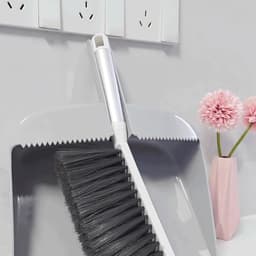 Stofblik Bureaubezemset - Veegset Pan - Bureau Reinigen - Met Schraperstrip - 32.5 cm - Grijs — thumbnail 2