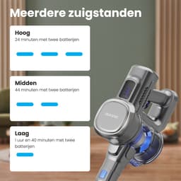 Auronic Steelstofzuiger Draadloos 220W - Draadloze Stofzuiger - HEPA Filter - Zelfstaand - Extra Accu - Op Accu - Zonder Zak - Kruimeldief - Vacuum Cleaner - Grijs/Blauw — thumbnail 5